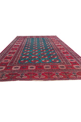 Amazing Hand Knotted Vintage Afghan Turkmen Sara Wool Area Rug 11.11 x 8.5 Ft