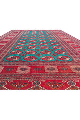 Amazing Hand Knotted Vintage Afghan Turkmen Sara Wool Area Rug 11.11 x 8.5 Ft