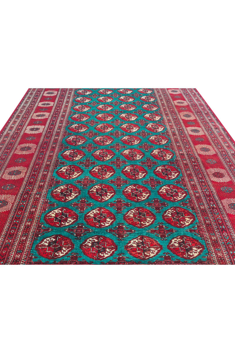 Amazing Hand Knotted Vintage Afghan Turkmen Sara Wool Area Rug 11.11 x 8.5 Ft