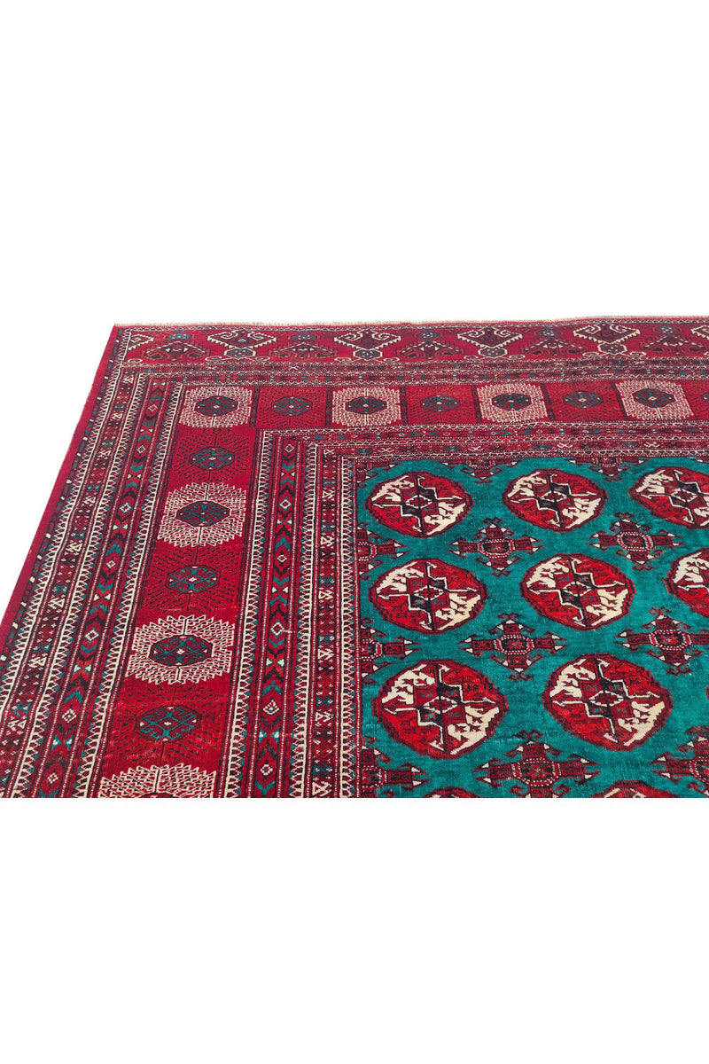 Amazing Hand Knotted Vintage Afghan Turkmen Sara Wool Area Rug 11.11 x 8.5 Ft