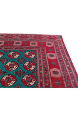 Amazing Hand Knotted Vintage Afghan Turkmen Sara Wool Area Rug 11.11 x 8.5 Ft