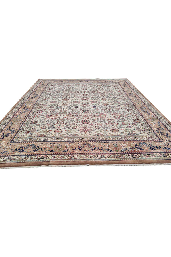 Authentic Hand Knotted Vintage Indo Wool Area Rug 9.9 x 8.2 Ft (178 Ger-4)
