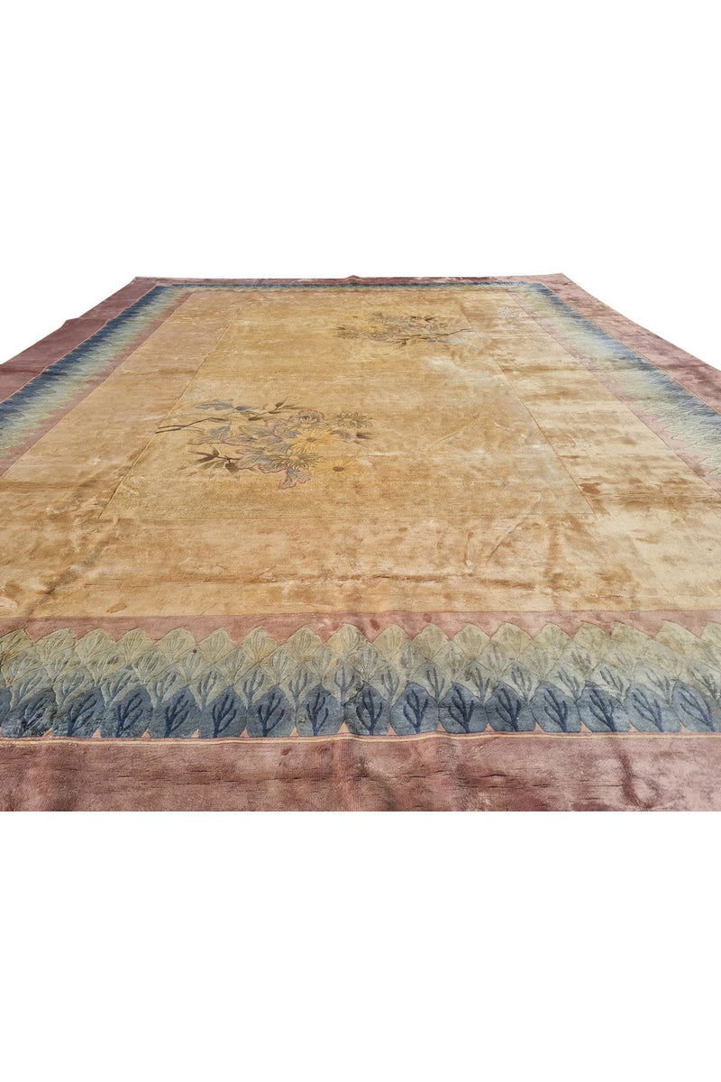 Authentic Hand Knotted Vintage Tibet Silk Area Rug 11.8 x 8.11 Ft (181 Ger-4)