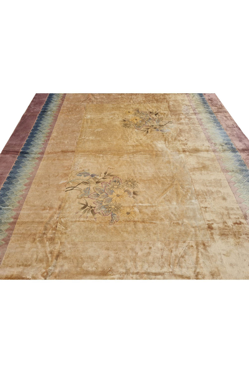 Authentic Hand Knotted Vintage Tibet Silk Area Rug 11.8 x 8.11 Ft (181 Ger-4)
