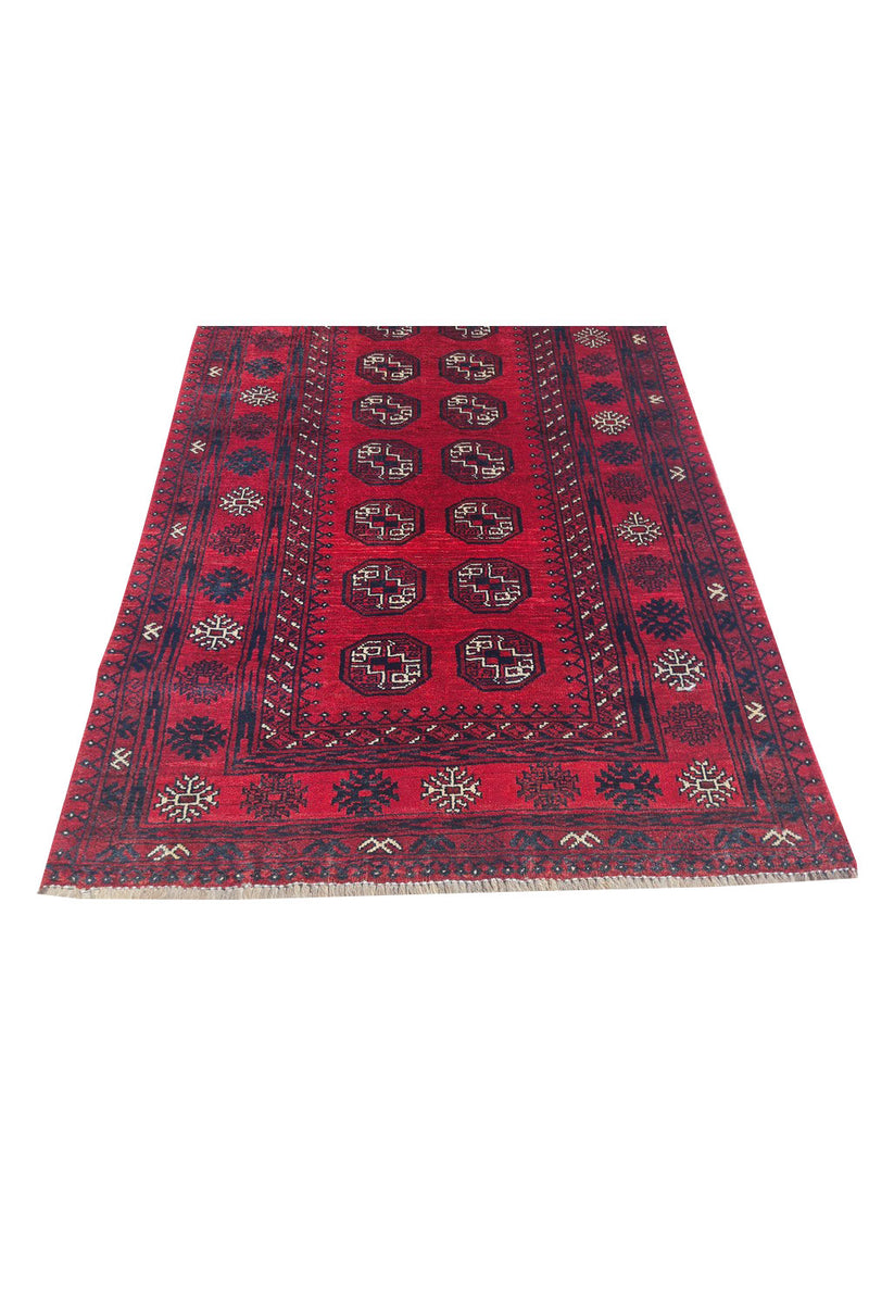Authentic Hand Knotted Vintage Turkmen Moori Wool Area Rug 6.3 x 3.3 Ft (910 Ger-4)
