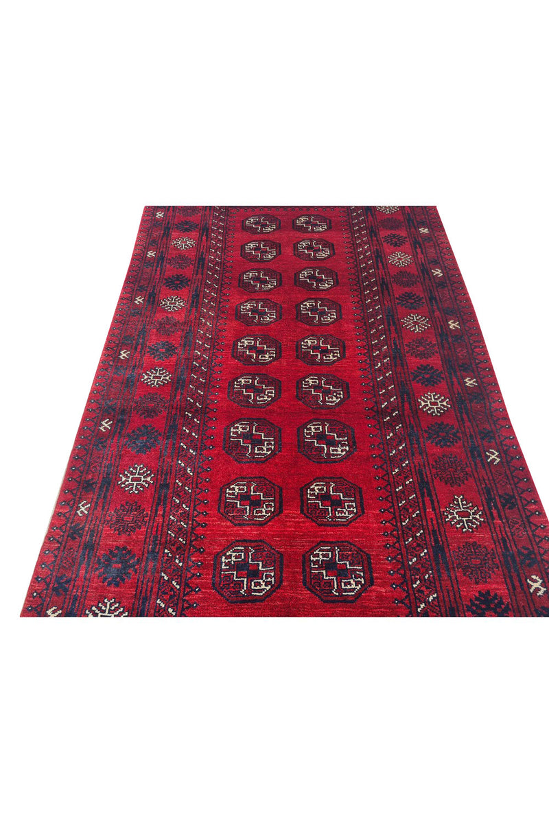 Authentic Hand Knotted Vintage Turkmen Moori Wool Area Rug 6.3 x 3.3 Ft (910 Ger-4)