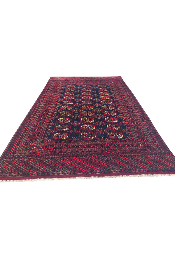 Authentic Hand Knotted Vintage Bokhara Jhaldar Wool Area Rug 6.7 x 4.2 Ft (919 Ger-4)