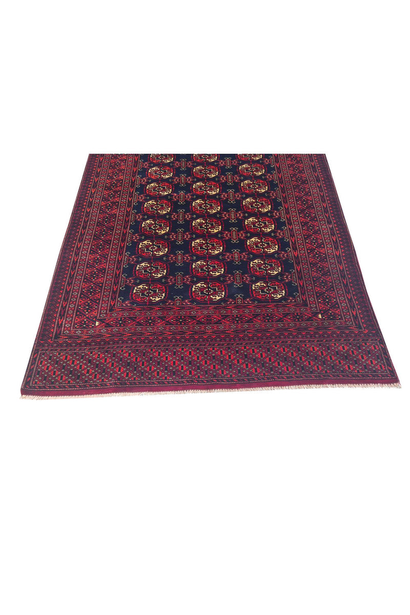 Authentic Hand Knotted Vintage Bokhara Jhaldar Wool Area Rug 6.7 x 4.2 Ft (919 Ger-4)