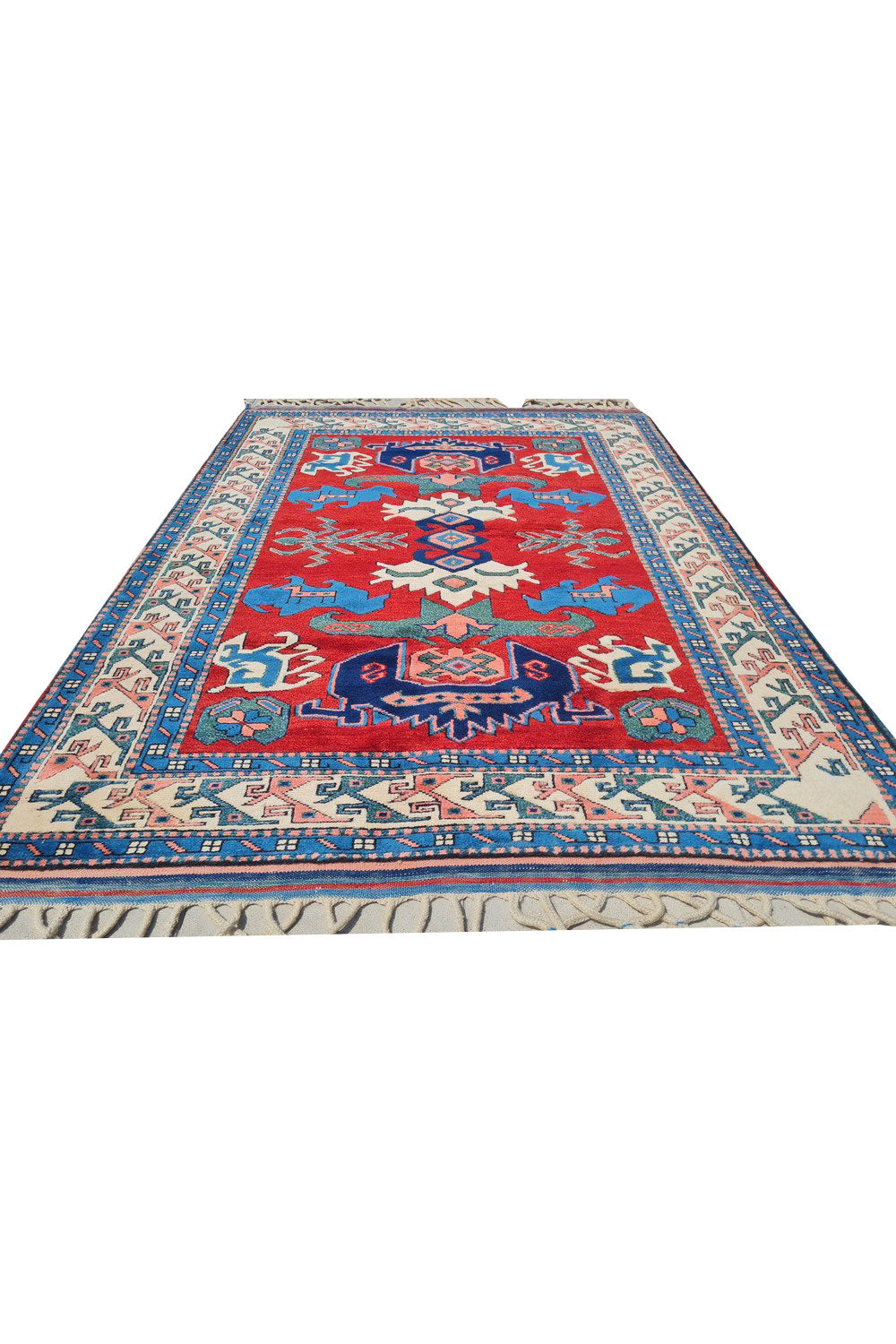 Authentic Hand Knotted Vintage Kurdi Wool Area Rug 5.5 x 4.0 Ft (930 Ger-4)