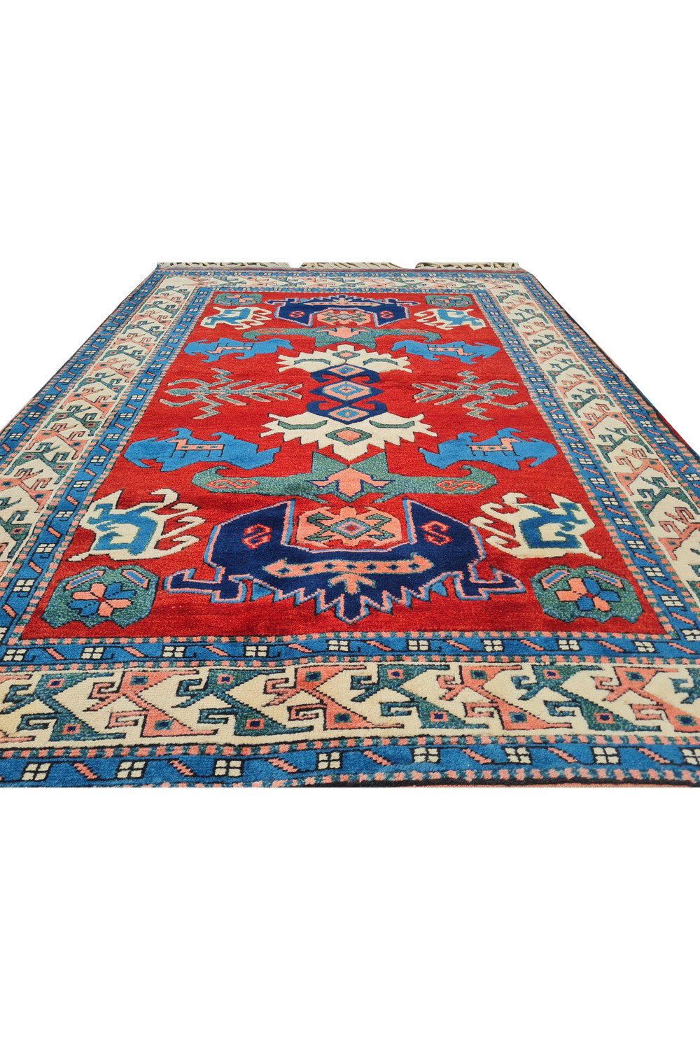 Authentic Hand Knotted Vintage Kurdi Wool Area Rug 5.5 x 4.0 Ft (930 Ger-4)