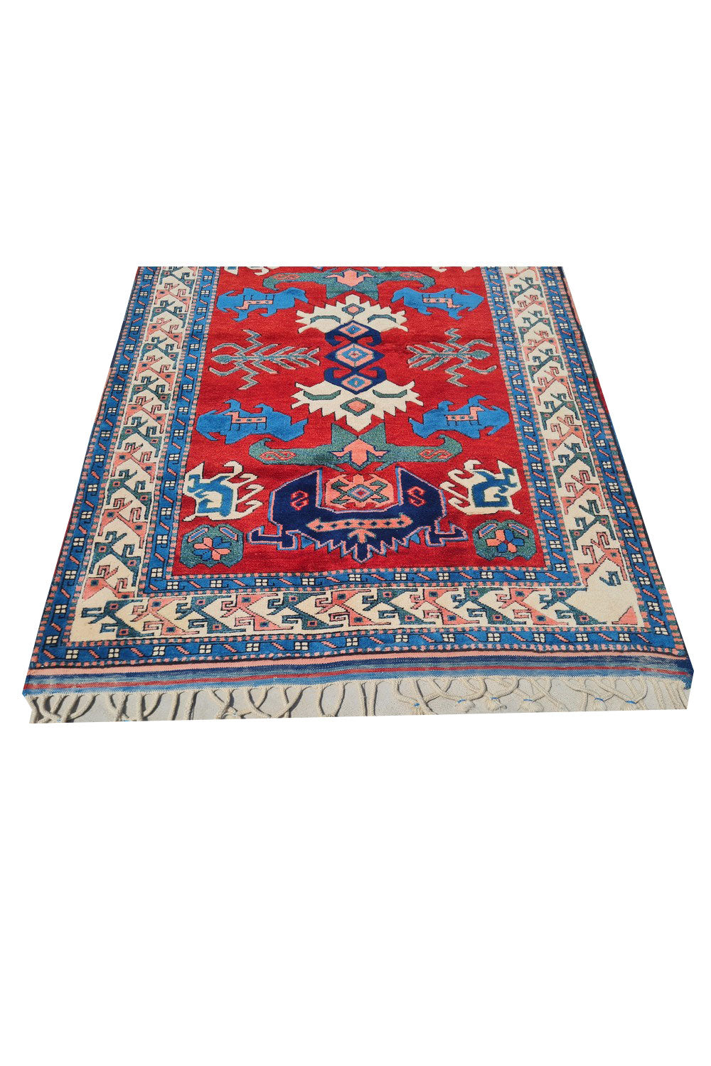 Authentic Hand Knotted Vintage Kurdi Wool Area Rug 5.5 x 4.0 Ft (930 Ger-4)