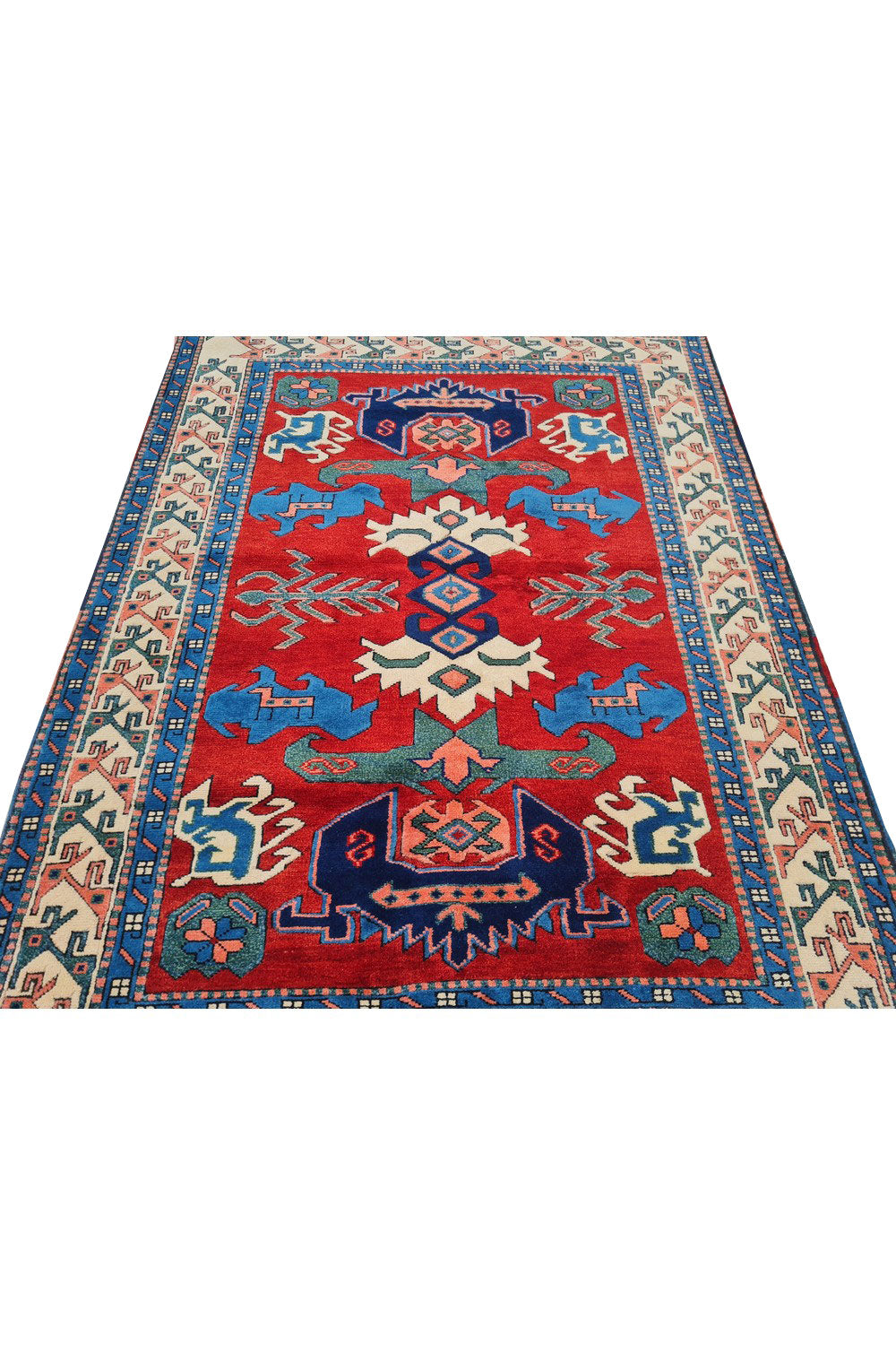 Authentic Hand Knotted Vintage Kurdi Wool Area Rug 5.5 x 4.0 Ft (930 Ger-4)