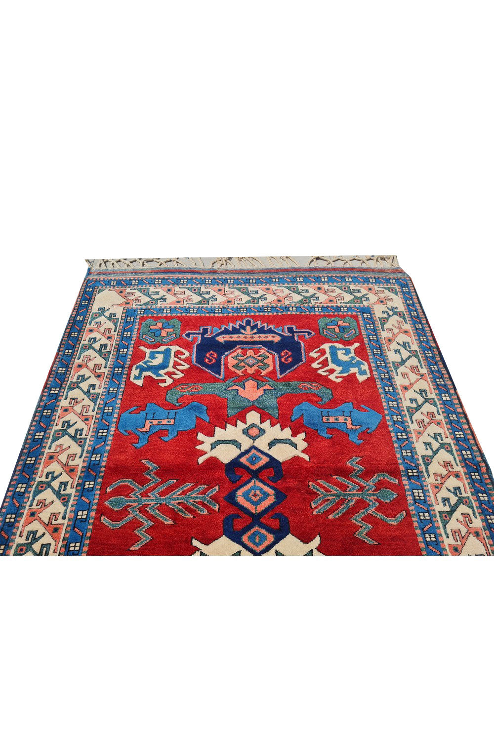 Authentic Hand Knotted Vintage Kurdi Wool Area Rug 5.5 x 4.0 Ft (930 Ger-4)