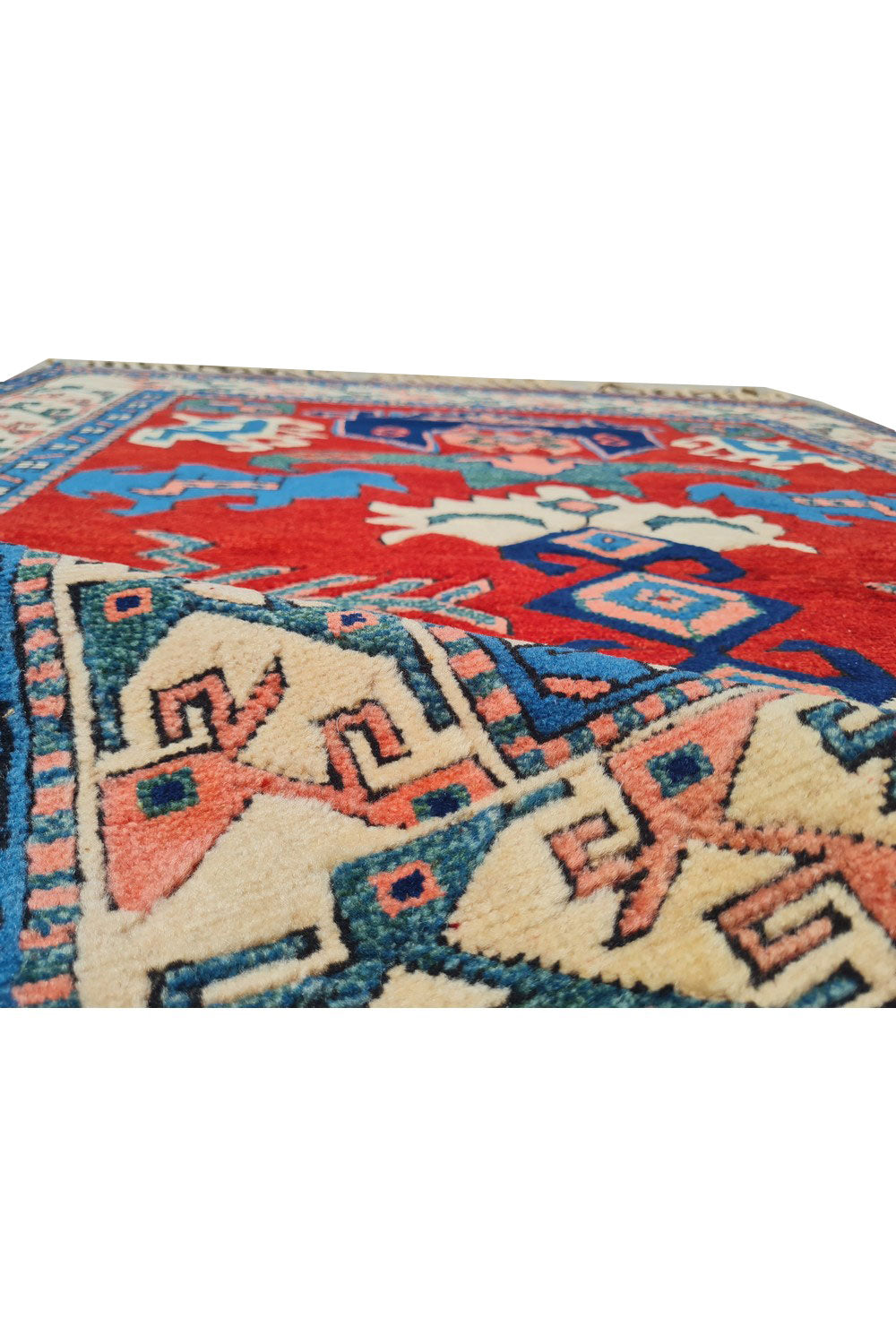Authentic Hand Knotted Vintage Kurdi Wool Area Rug 5.5 x 4.0 Ft (930 Ger-4)
