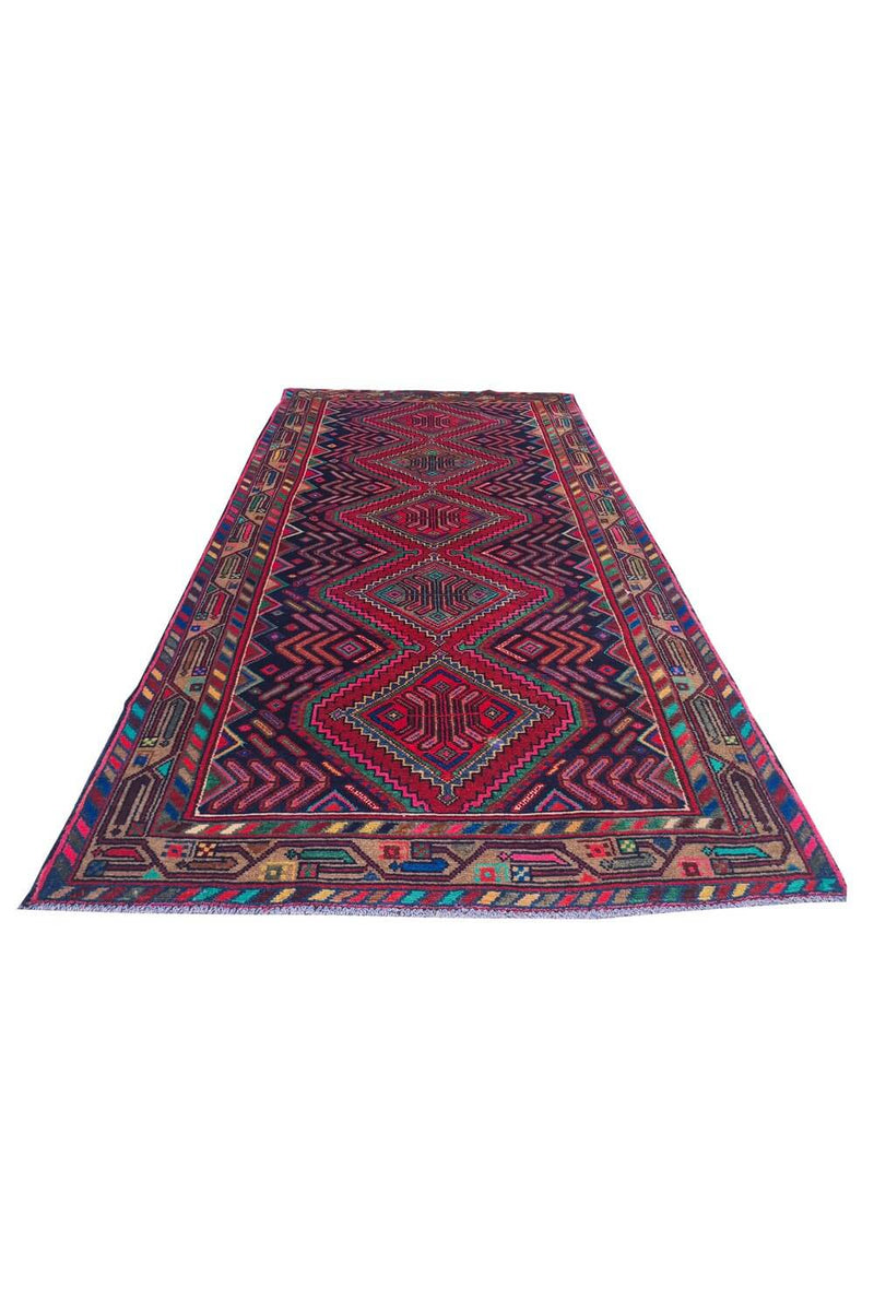 Authentic Hand Knotted Vintage Hamidoun Wool Area Rug 6.8 x 3.5 Ft