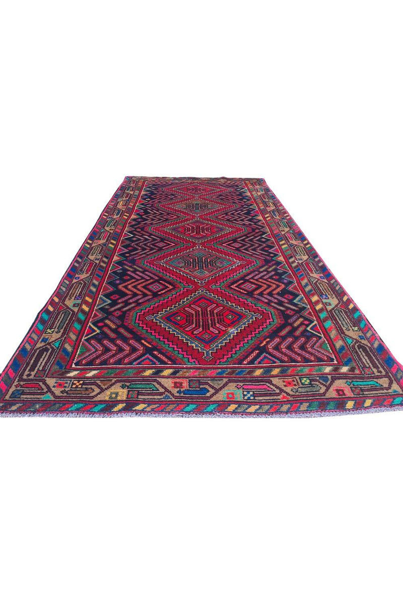 Authentic Hand Knotted Vintage Hamidoun Wool Area Rug 6.8 x 3.5 Ft