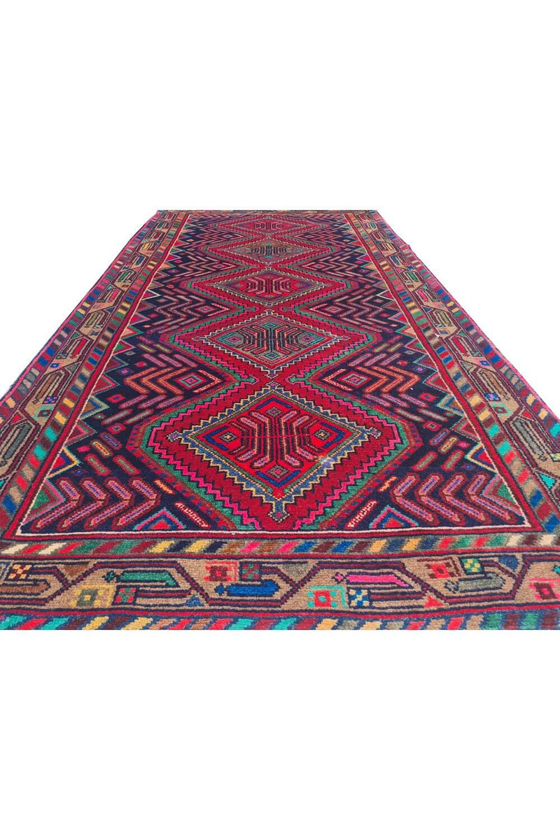 Authentic Hand Knotted Vintage Hamidoun Wool Area Rug 6.8 x 3.5 Ft
