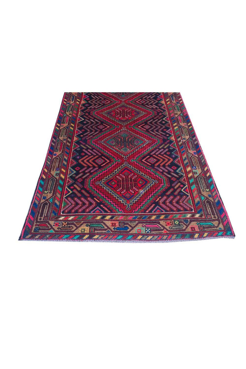 Authentic Hand Knotted Vintage Hamidoun Wool Area Rug 6.8 x 3.5 Ft