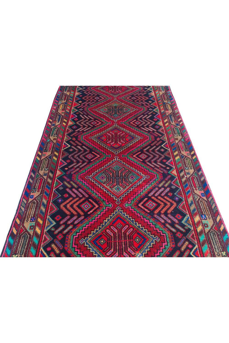 Authentic Hand Knotted Vintage Hamidoun Wool Area Rug 6.8 x 3.5 Ft
