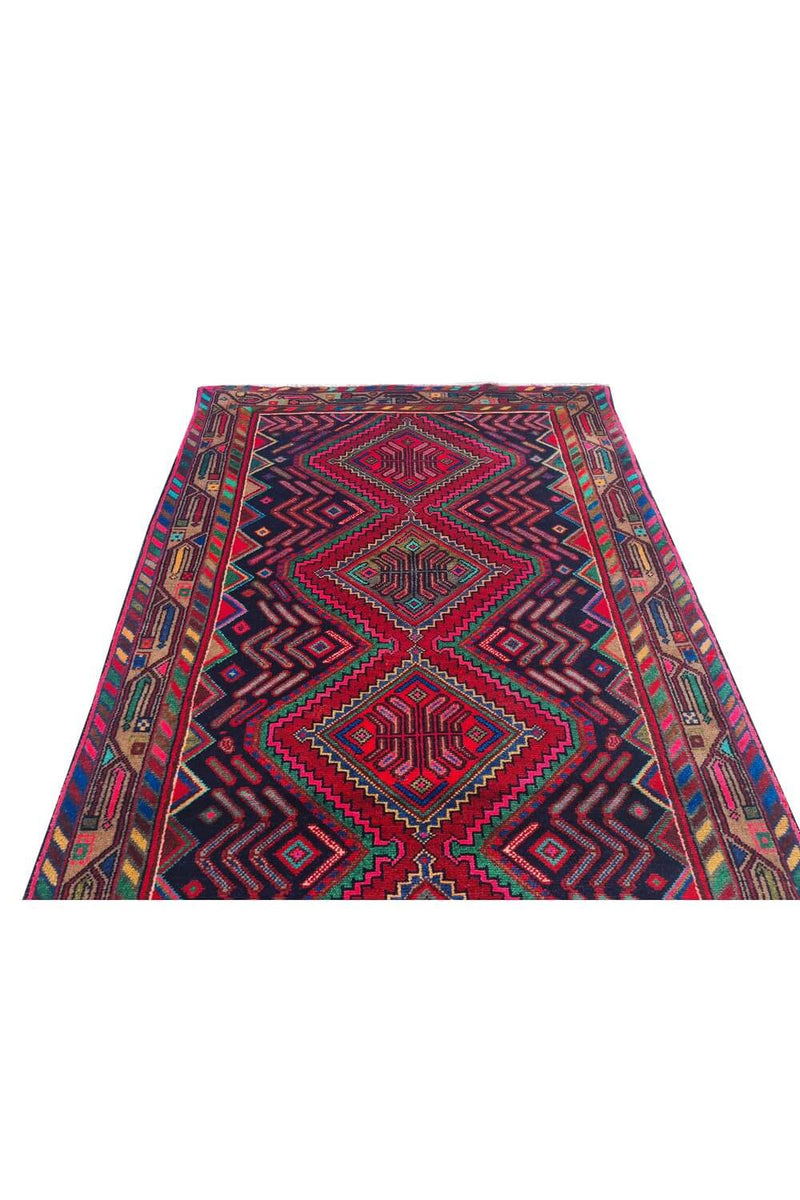 Authentic Hand Knotted Vintage Hamidoun Wool Area Rug 6.8 x 3.5 Ft