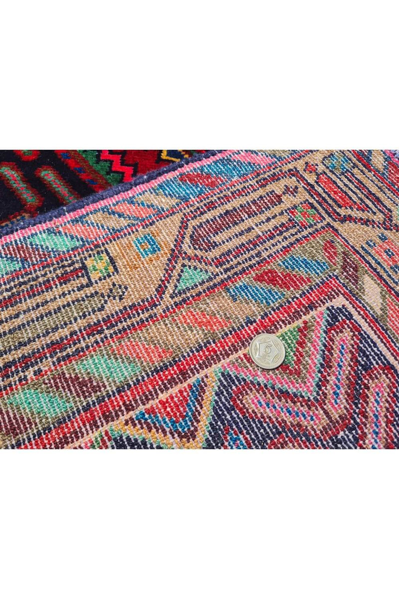 Authentic Hand Knotted Vintage Hamidoun Wool Area Rug 6.8 x 3.5 Ft