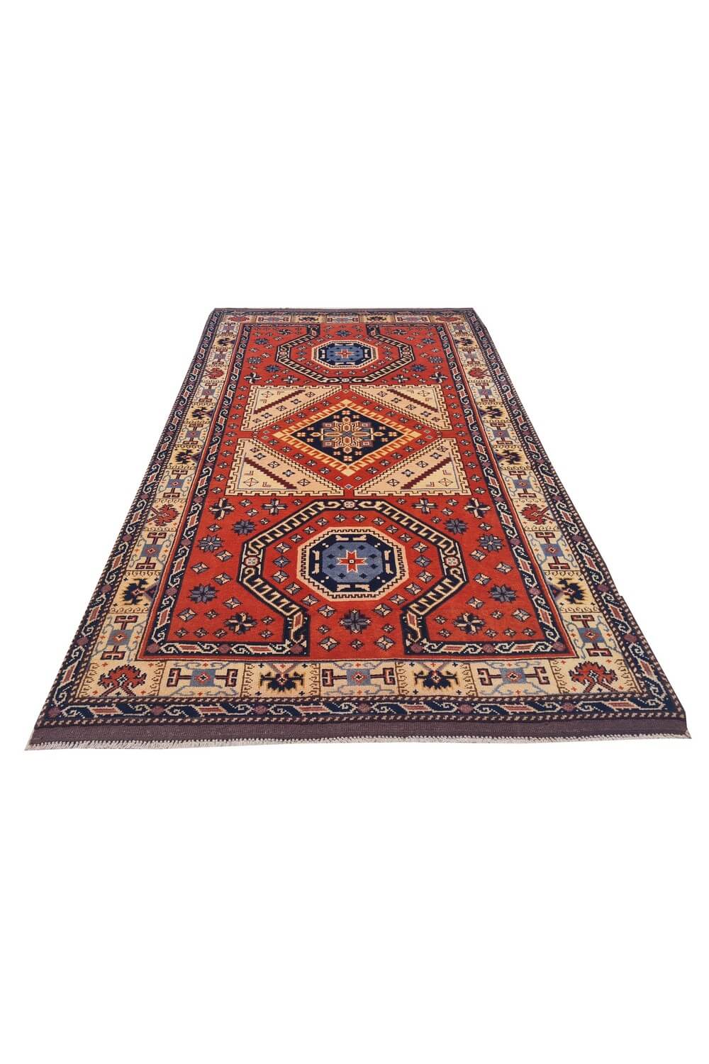 Authentic Hand Knotted Vintage Bulgaria Wool Area Rug 6 x 4 Ft