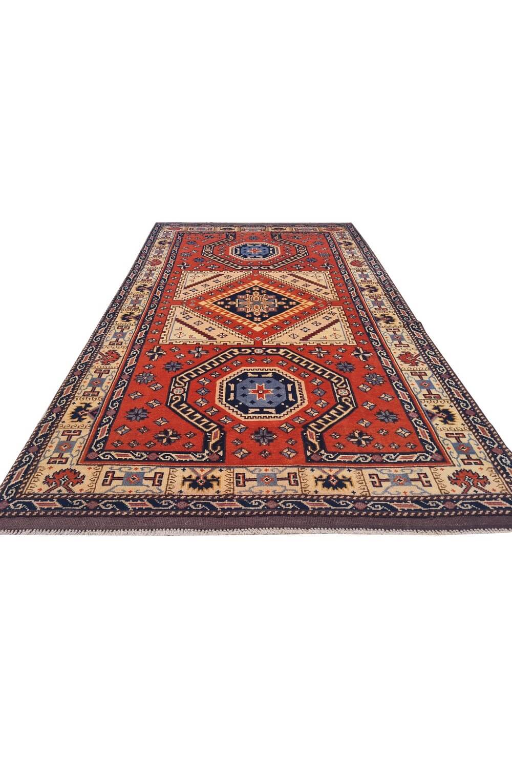 Authentic Hand Knotted Vintage Bulgaria Wool Area Rug 6 x 4 Ft