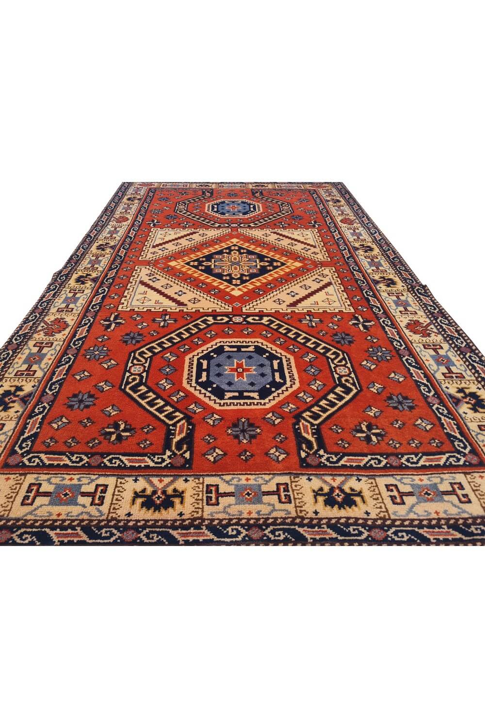 Authentic Hand Knotted Vintage Bulgaria Wool Area Rug 6 x 4 Ft