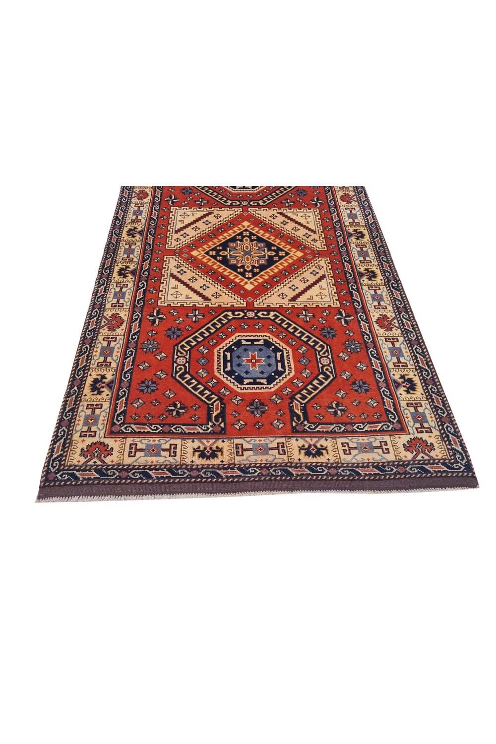 Authentic Hand Knotted Vintage Bulgaria Wool Area Rug 6 x 4 Ft