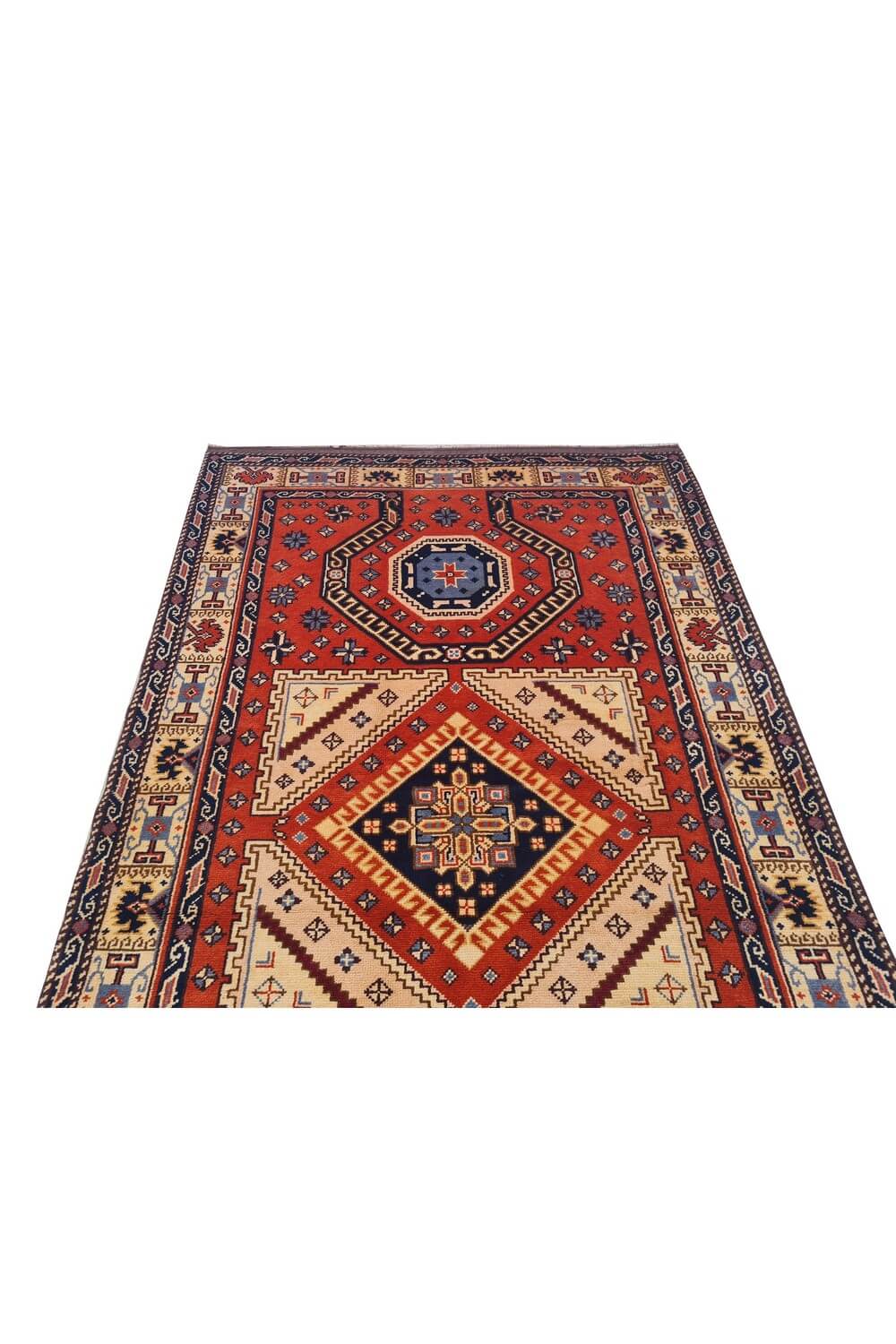 Authentic Hand Knotted Vintage Bulgaria Wool Area Rug 6 x 4 Ft