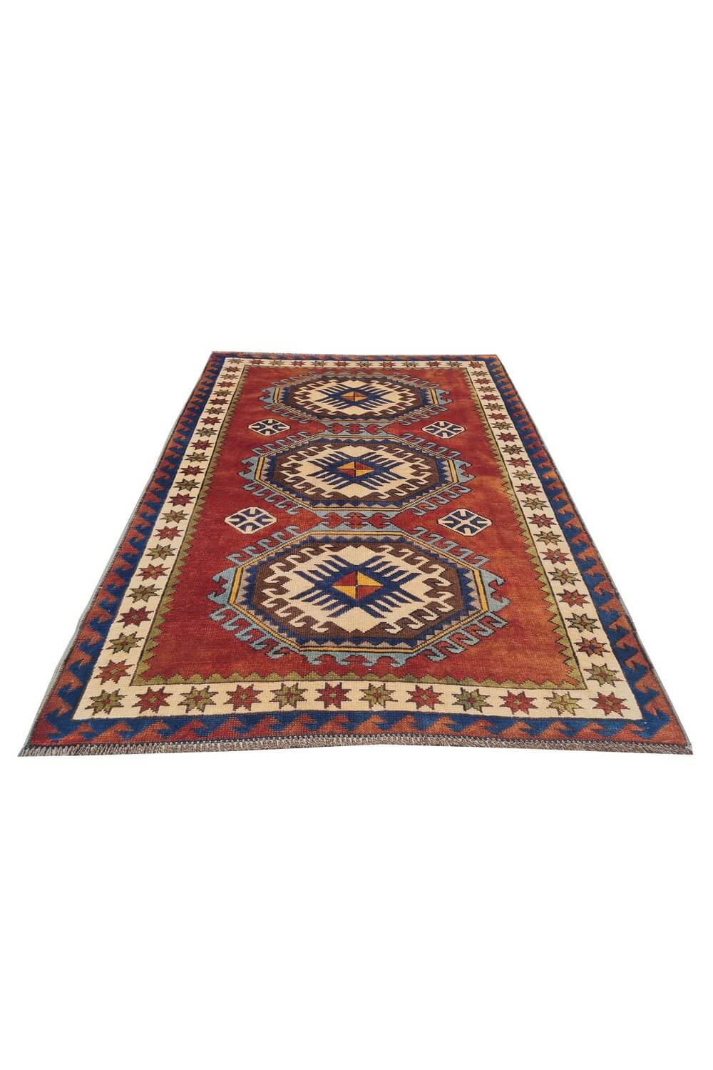 Authentic Hand Knotted Vintage Kurdi Wool Area Rug 6 x 4 Ft