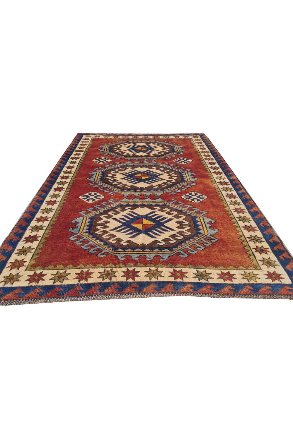 Authentic Hand Knotted Vintage Kurdi Wool Area Rug 6 x 4 Ft