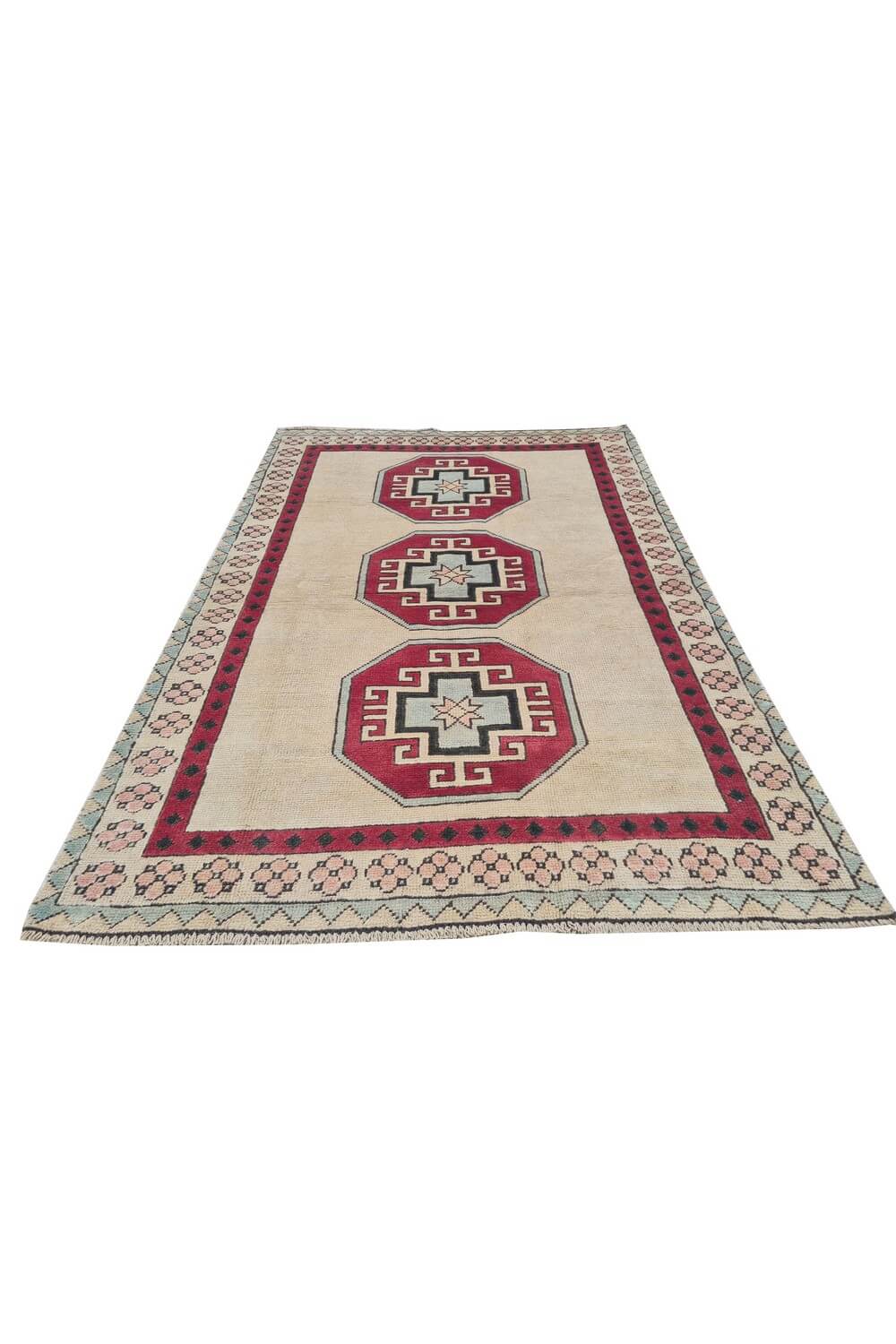 Authentic Hand Knotted Vintage Kurdi Wool Area Rug 6 x 4 Ft