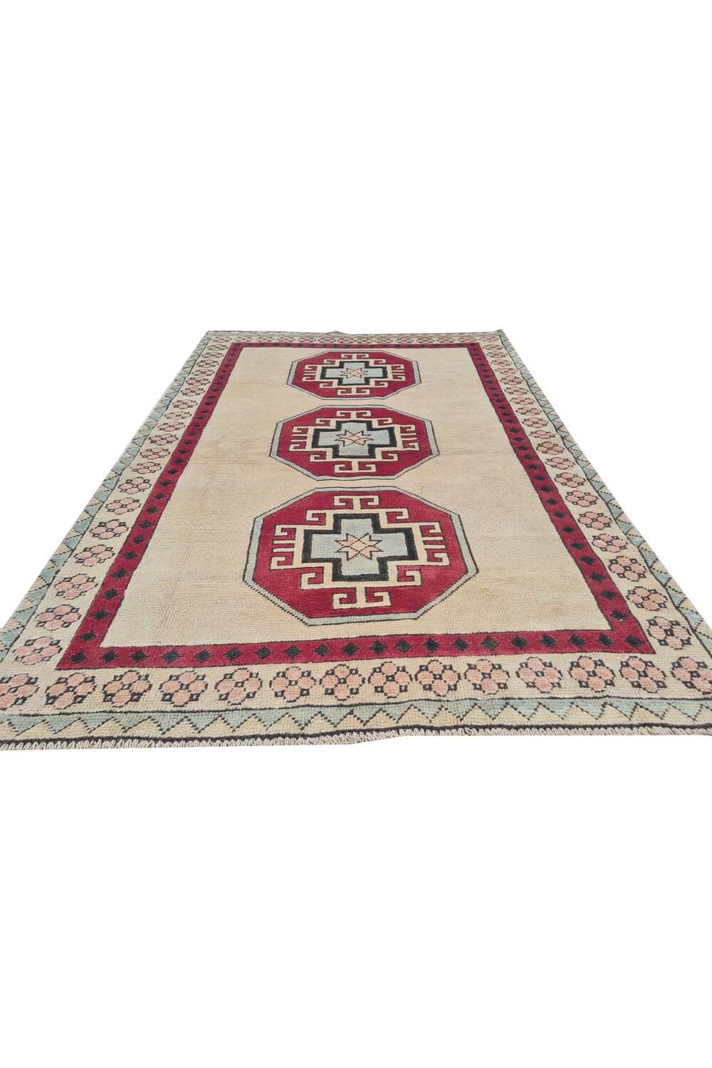 Authentic Hand Knotted Vintage Kurdi Wool Area Rug 6 x 4 Ft