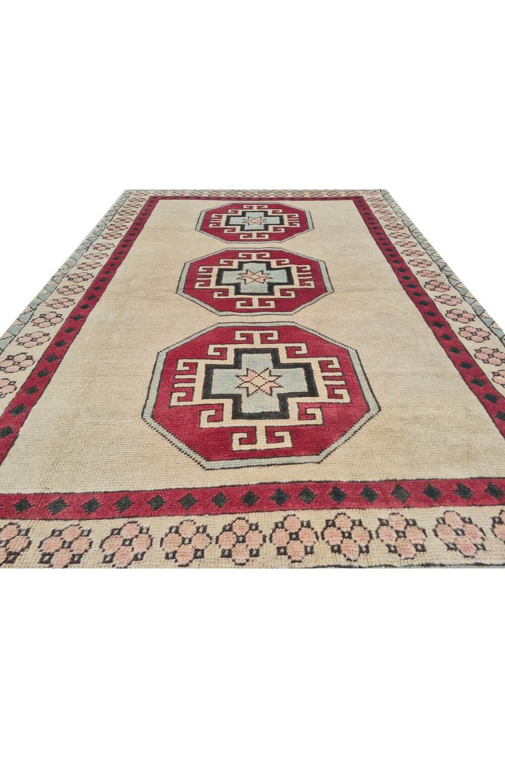 Authentic Hand Knotted Vintage Kurdi Wool Area Rug 6 x 4 Ft