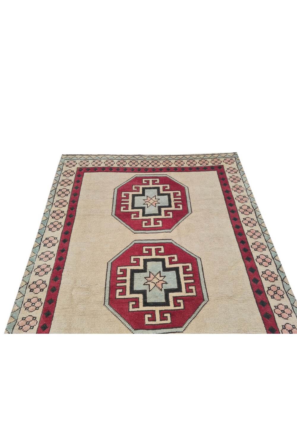 Authentic Hand Knotted Vintage Kurdi Wool Area Rug 6 x 4 Ft