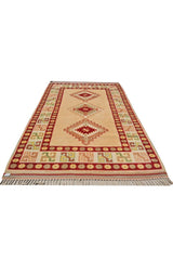 Authentic Hand Knotted Vintage Kurdi Wool Area Rug 5 x 4 Ft