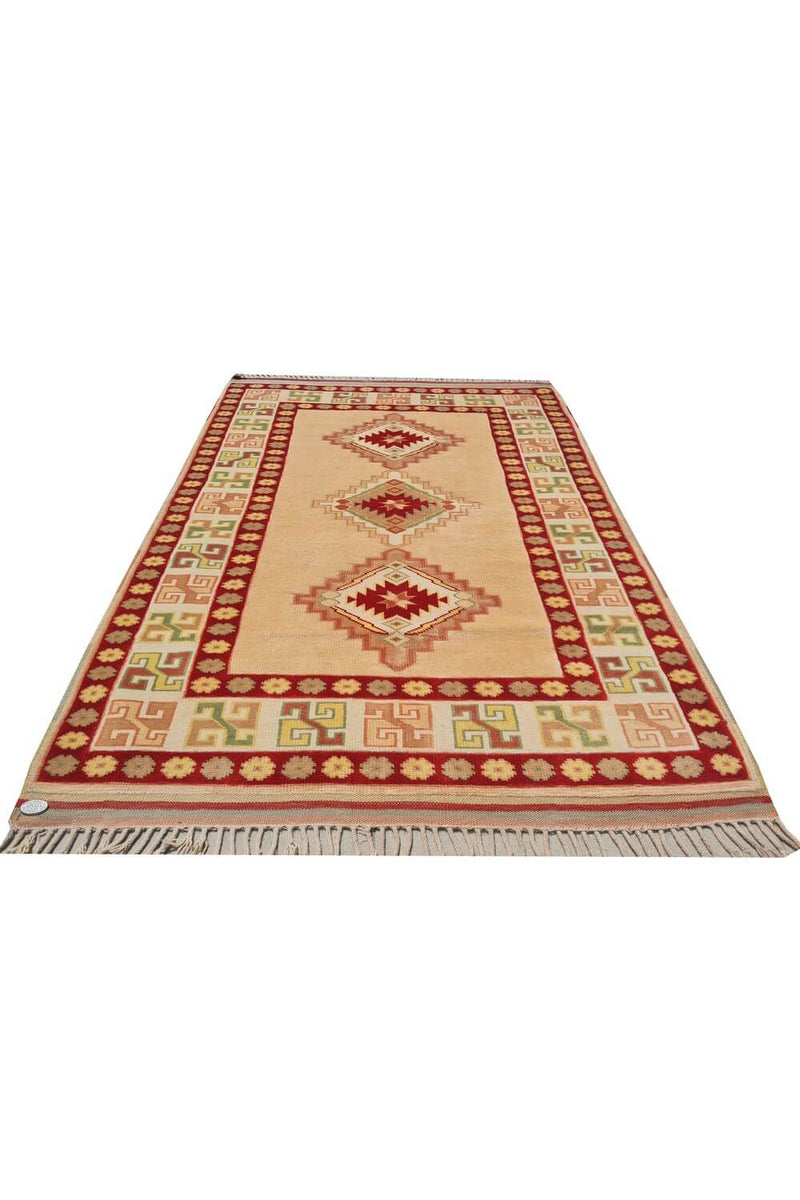 Authentic Hand Knotted Vintage Kurdi Wool Area Rug 5 x 4 Ft