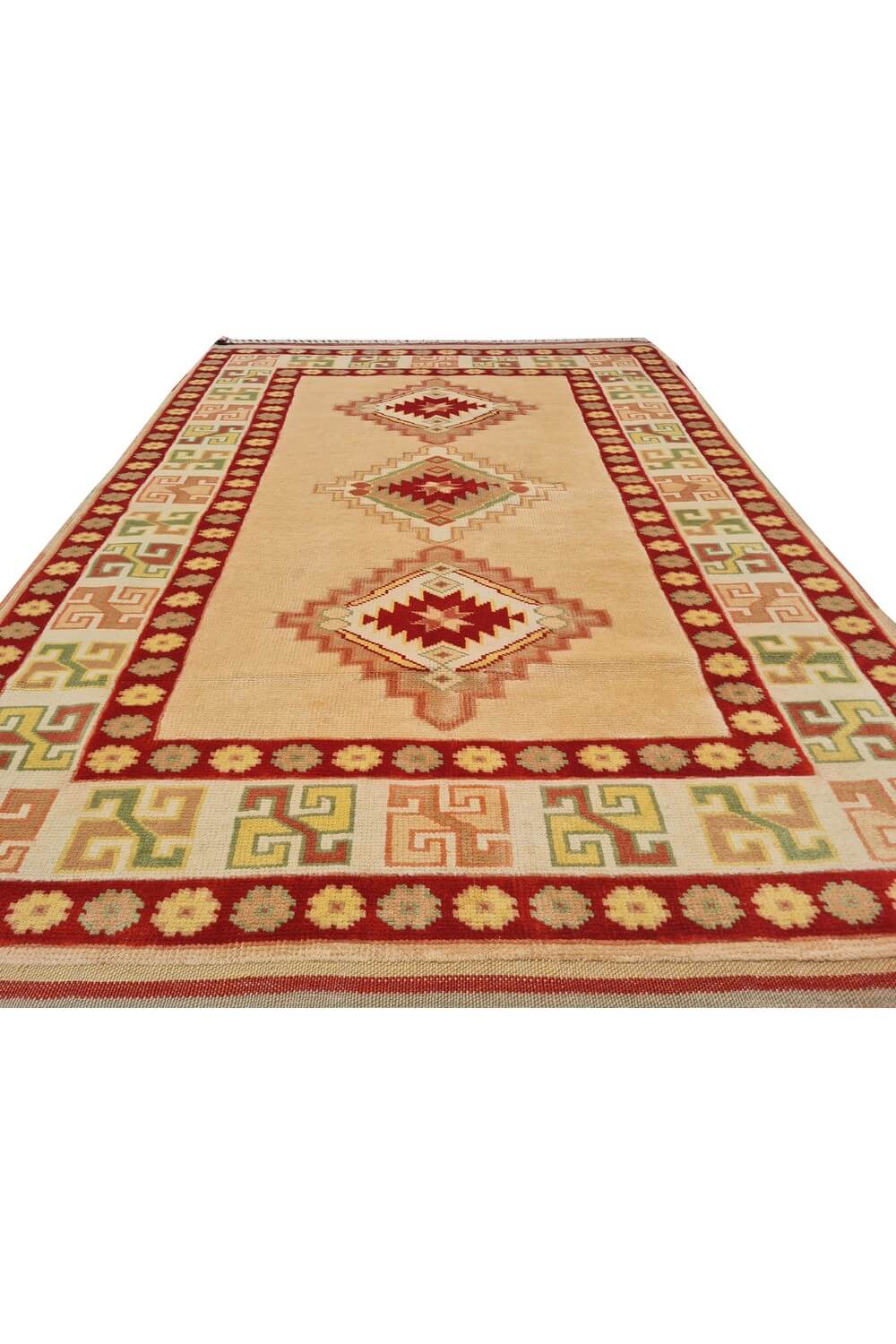 Authentic Hand Knotted Vintage Kurdi Wool Area Rug 5 x 4 Ft