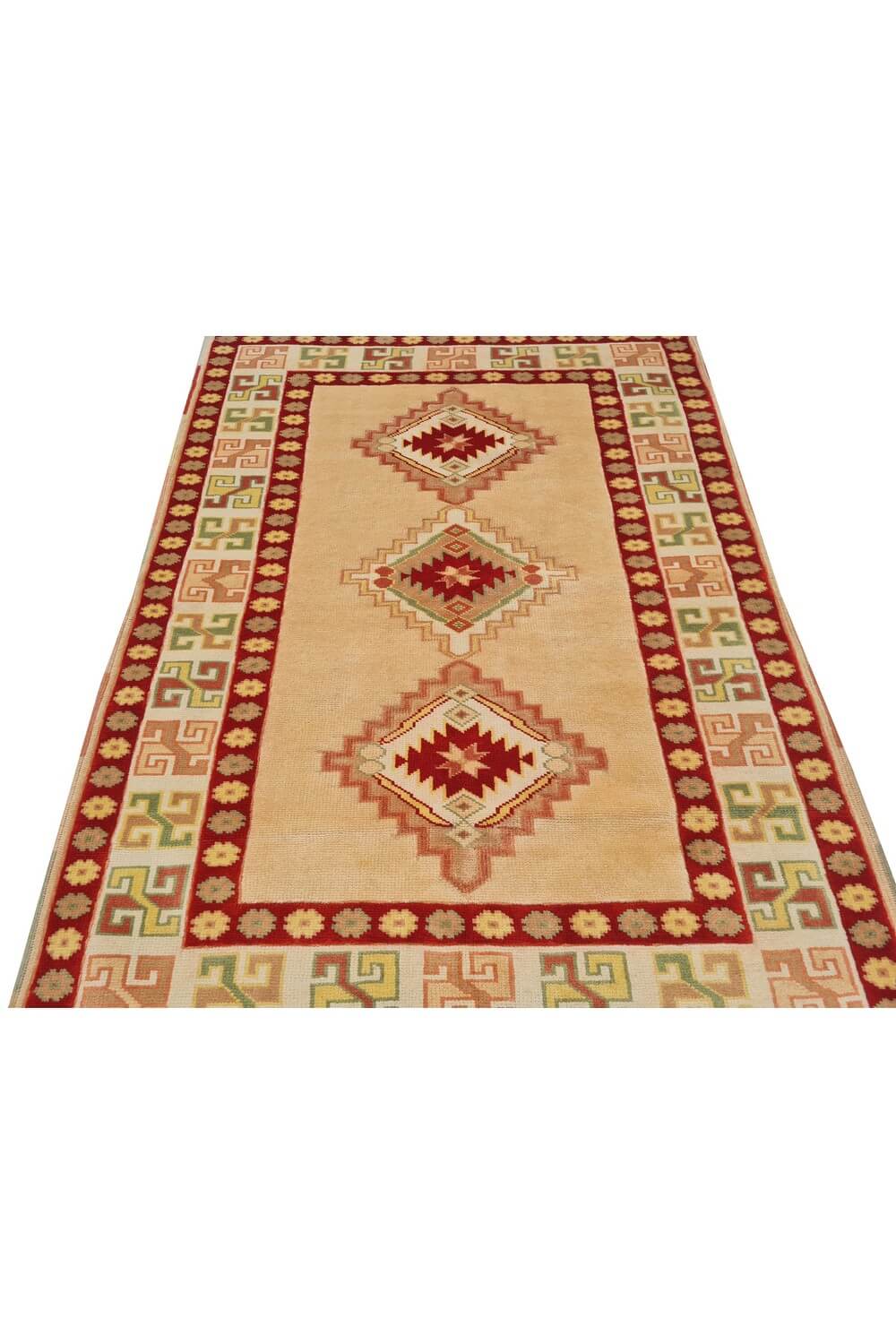 Authentic Hand Knotted Vintage Kurdi Wool Area Rug 5 x 4 Ft