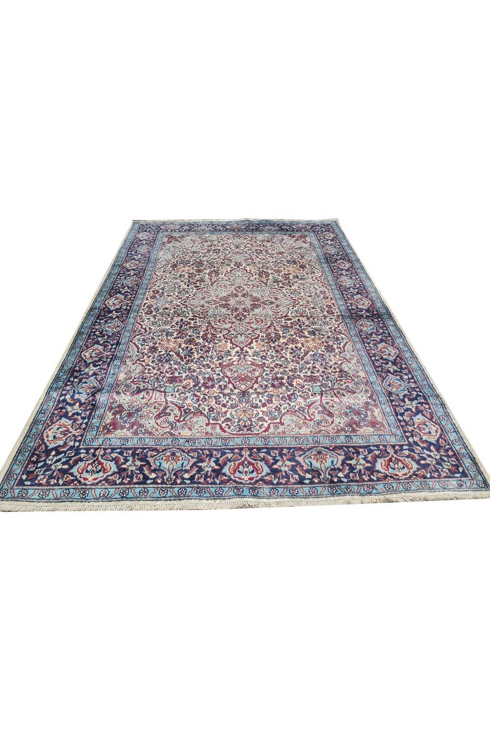 Authentic Hand Knotted Vintage Kashmir Wool Area Rug 6 x 4 Ft