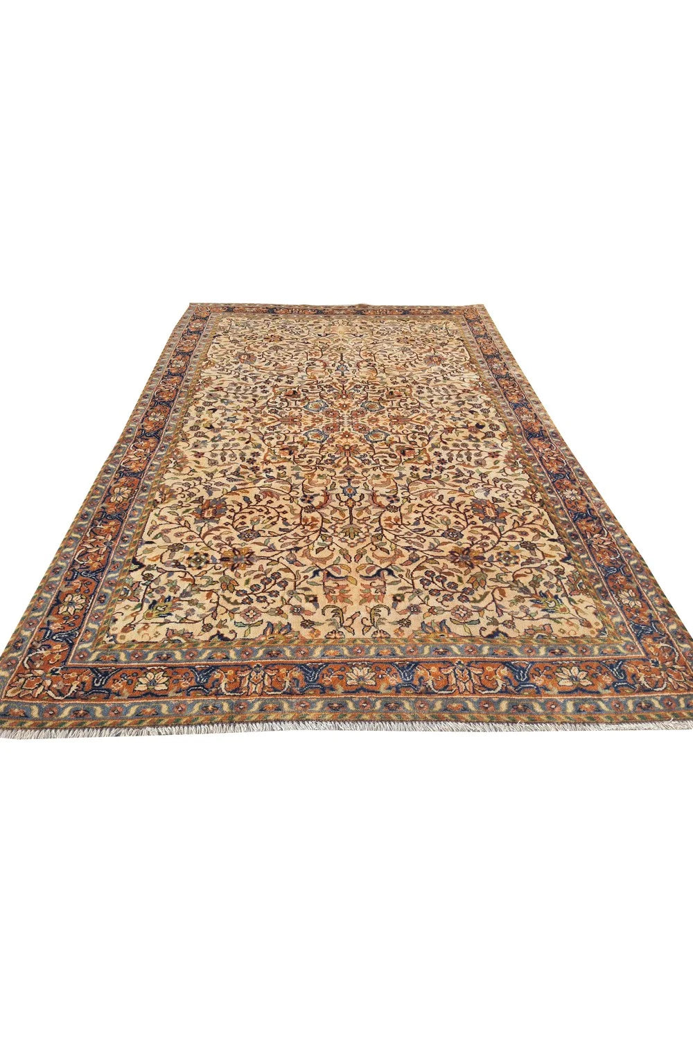 Amazing Hand Knotted Vintage Traditional Tribal Tabreez Wool Area Rug 7 x 4 Ft