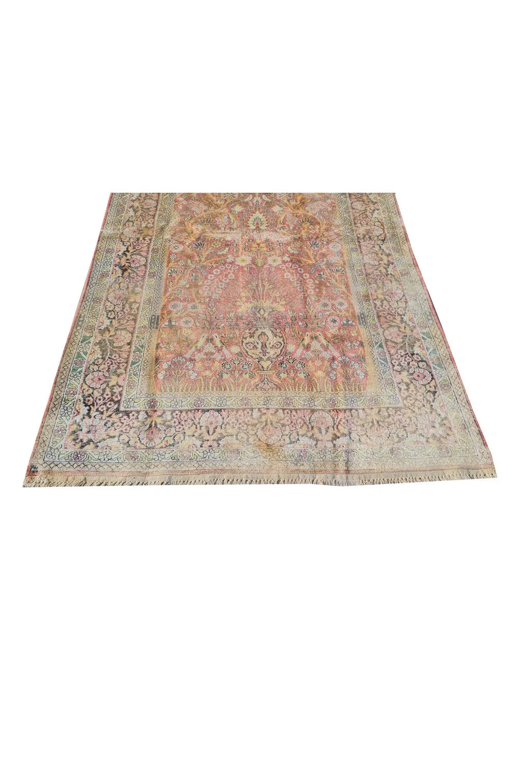 Amazing Hand Knotted Antique Traditional Tribal Kashmir Pictorial Silk Area Rug 6 x 4 Ft