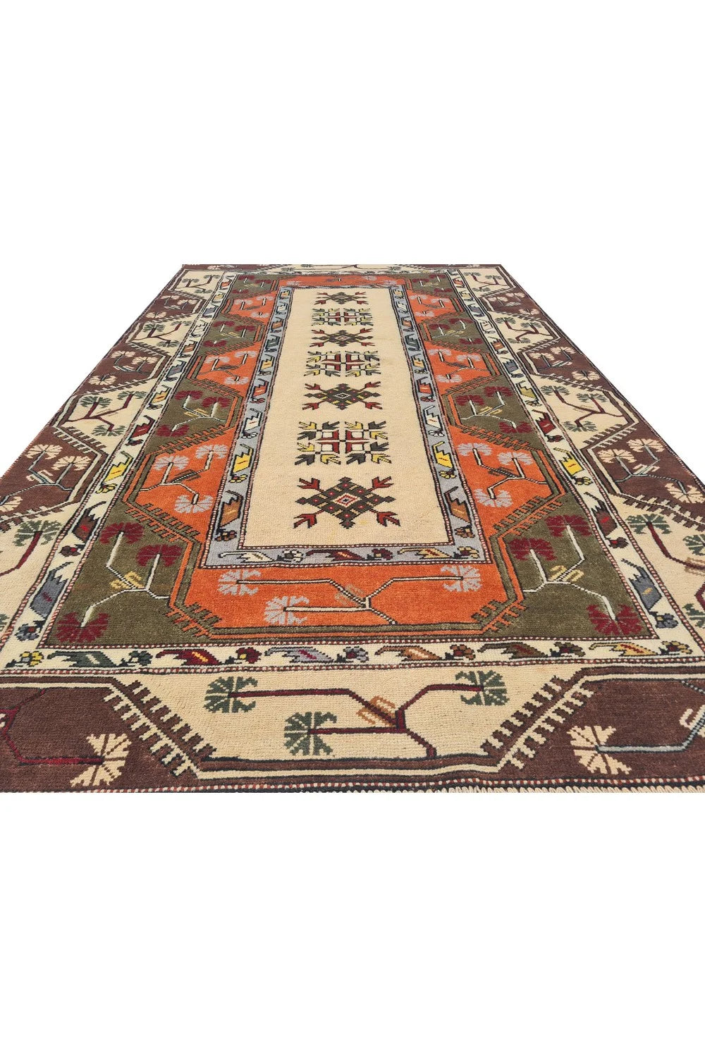 Amazing Hand Knotted Vintage Kurdi Wool Area Rug 7.5 x 4.4 Ft