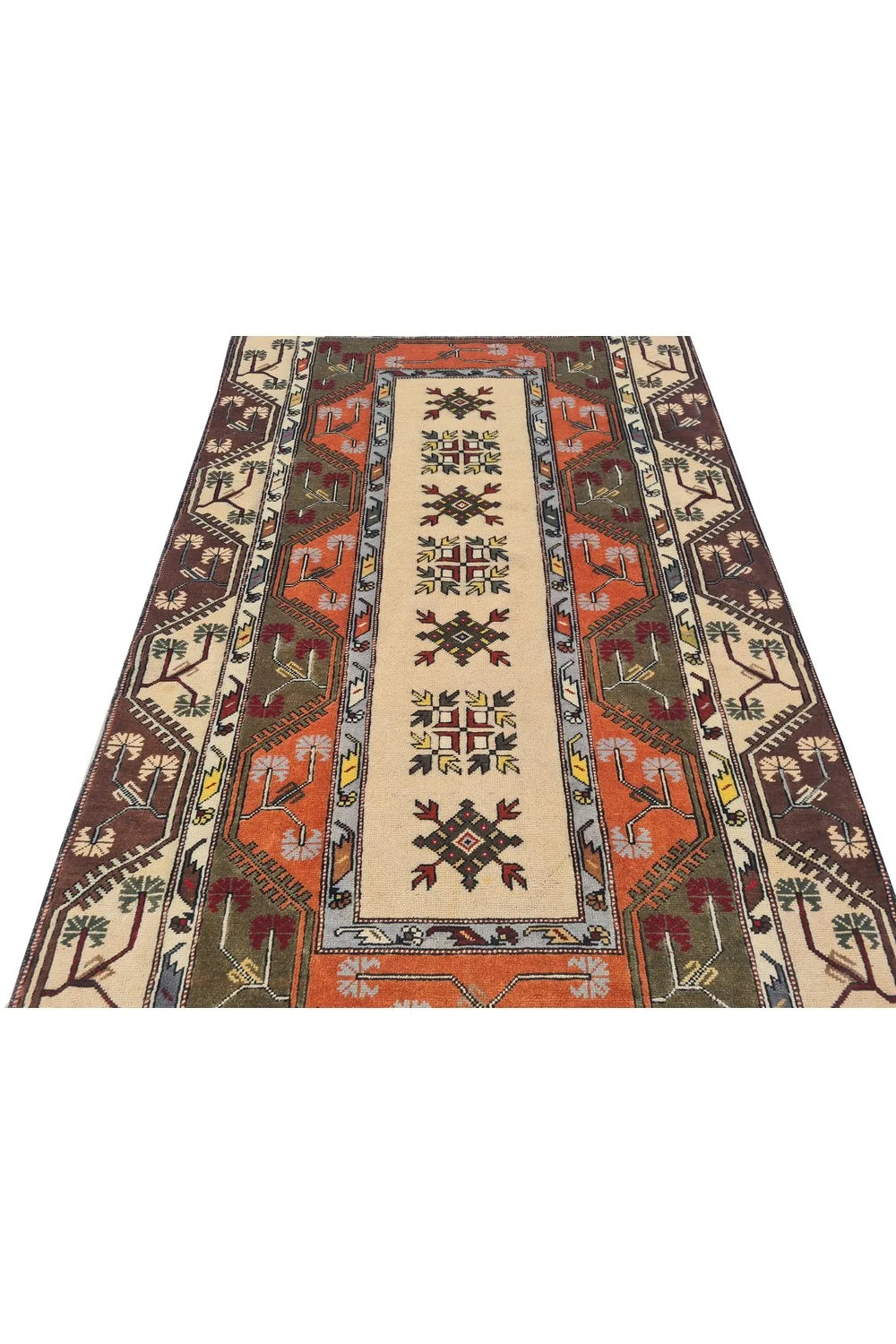Amazing Hand Knotted Vintage Kurdi Wool Area Rug 7.5 x 4.4 Ft