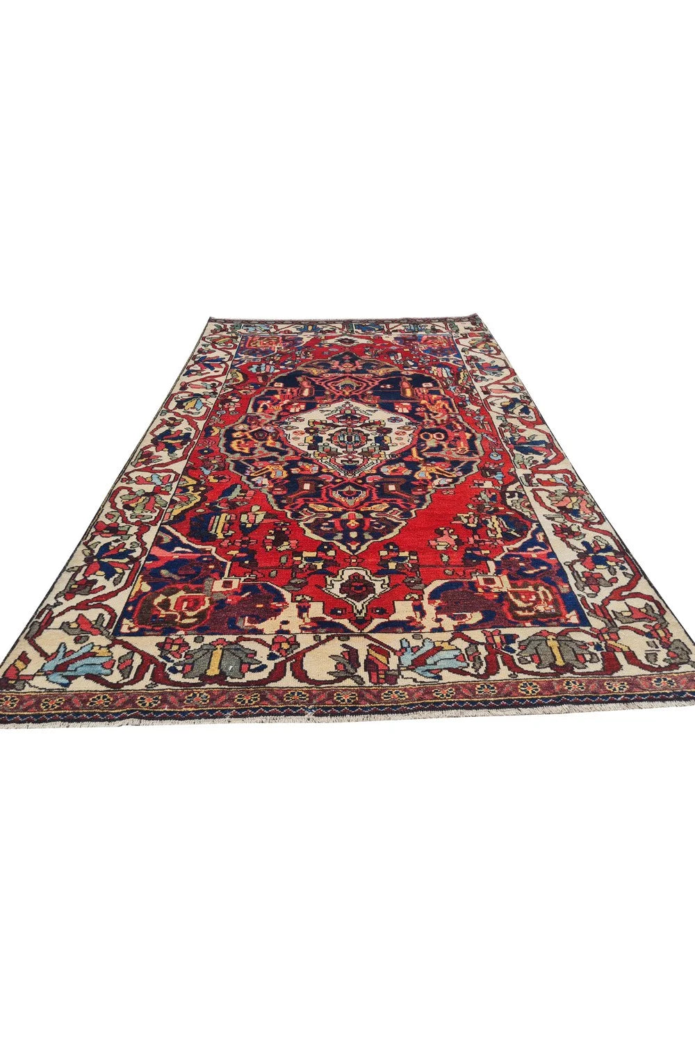 Amazing Hand Knotted Vintage Baghtiyaar Wool Area Rug 7 x 4 Ft
