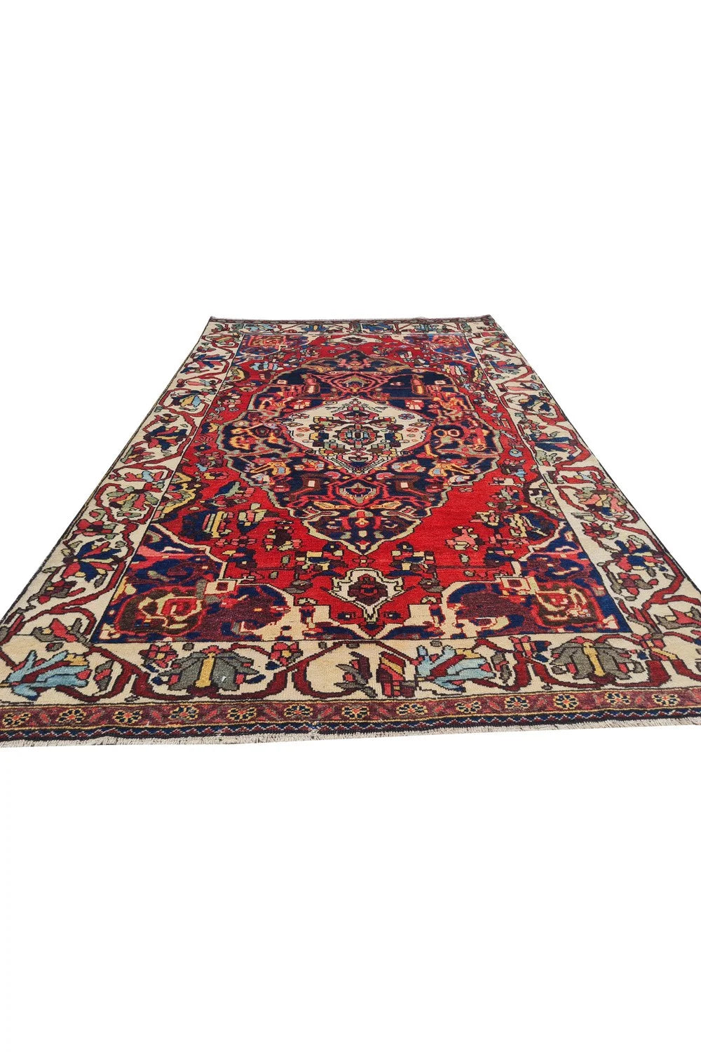 Amazing Hand Knotted Vintage Baghtiyaar Wool Area Rug 7 x 4 Ft