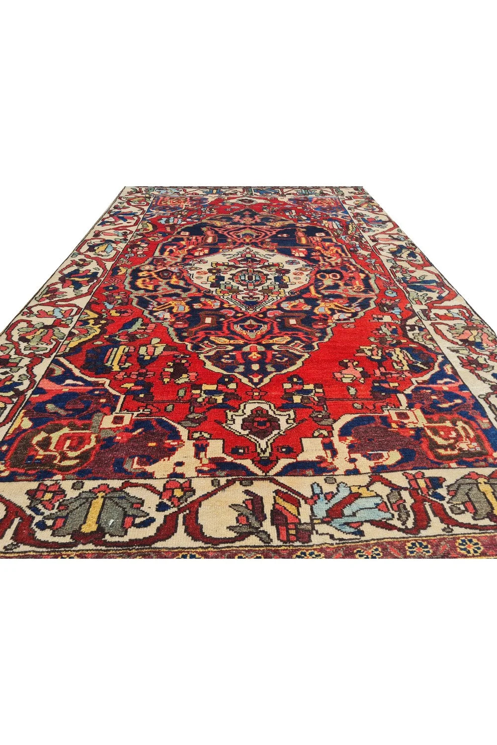 Amazing Hand Knotted Vintage Baghtiyaar Wool Area Rug 7 x 4 Ft