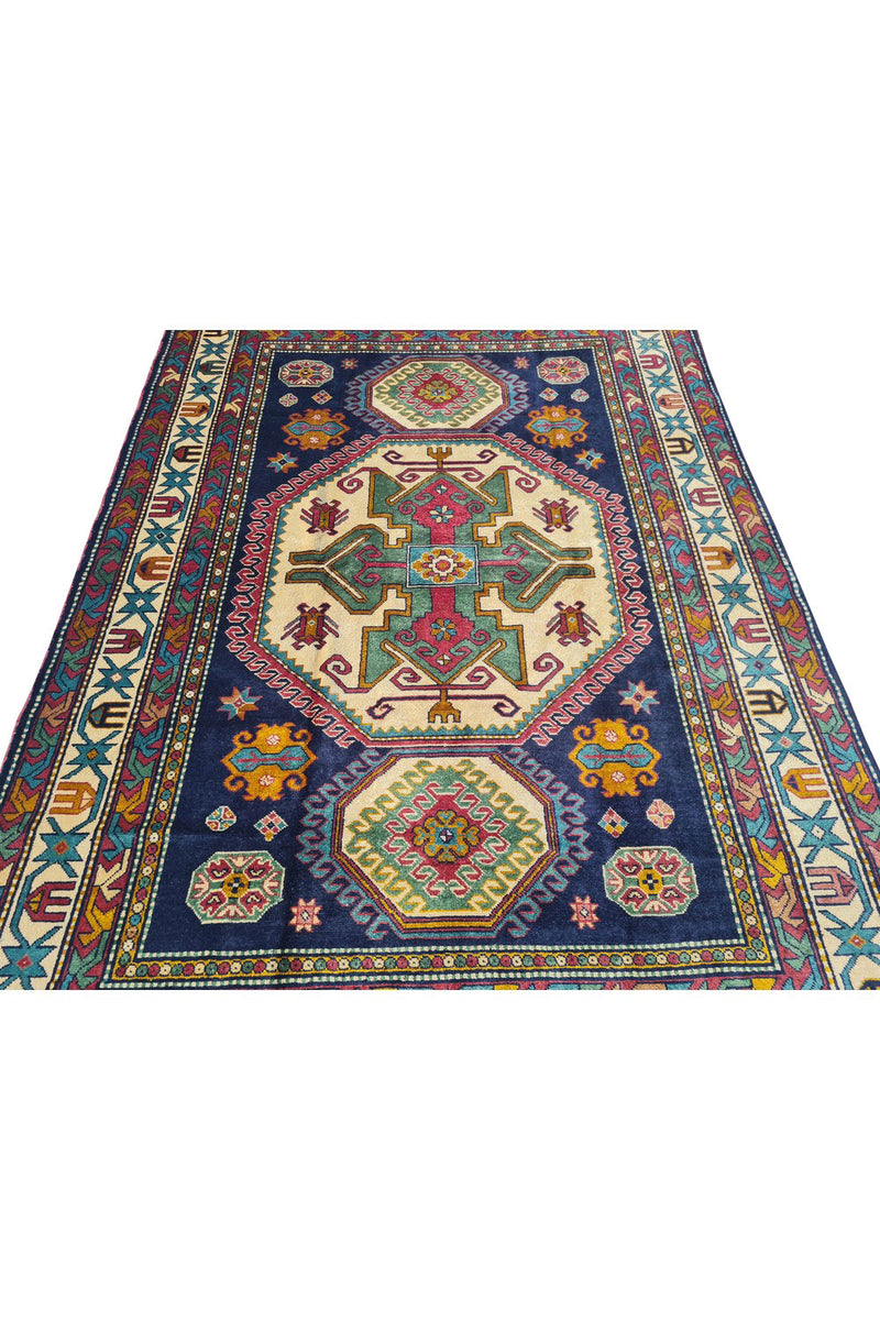 Authentic Hand Knotted Vintage Azarbaijan Wool Area Rug 7.0 x 4.10 Ft (1166 Ger-4)