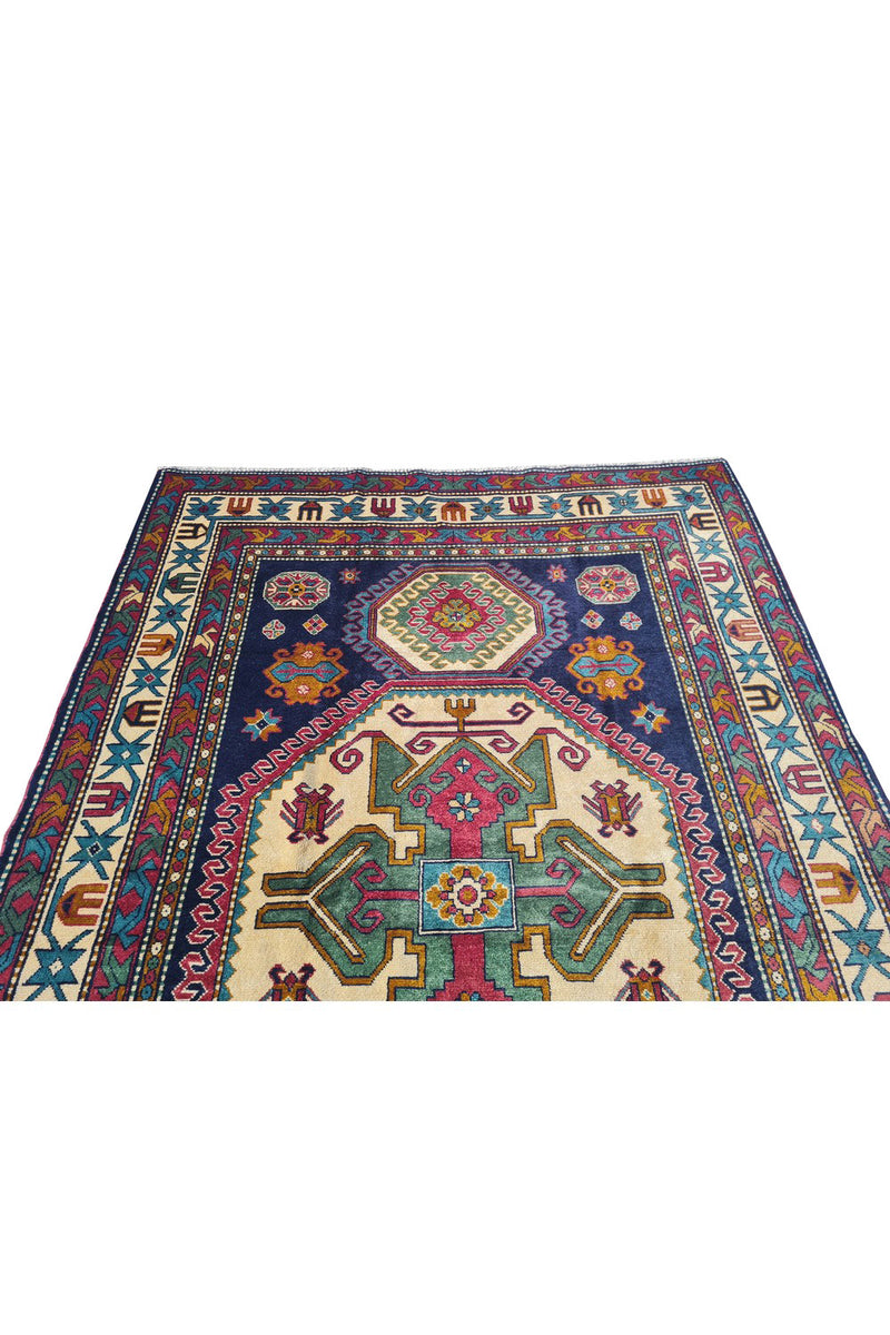 Authentic Hand Knotted Vintage Azarbaijan Wool Area Rug 7.0 x 4.10 Ft (1166 Ger-4)
